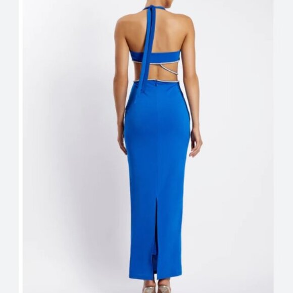 The NICHA Diamante Cut Out Midi Dress by Meski Cobalt Blue NWT (pp) - Picture 3 of 4